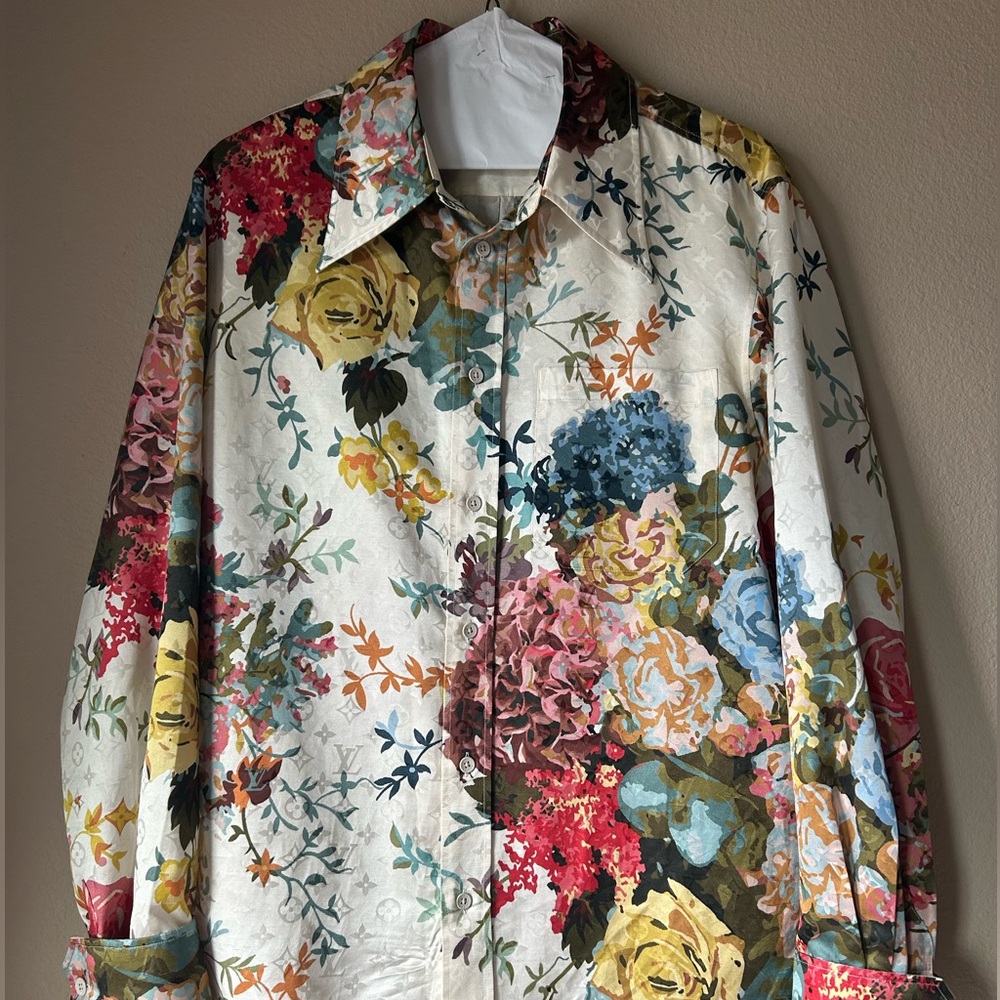 Louis Vuitton FW22 Silk Floral Monogram Shirt